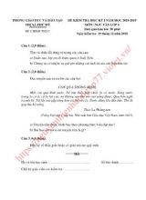 Đề kiểm tra học kỳ I môn Ngữ văn Lớp 6 - Năm học 2018-2019 - Phòng giáo dục và đào tạo Thị xã Phú Mỹ (Có đáp án)